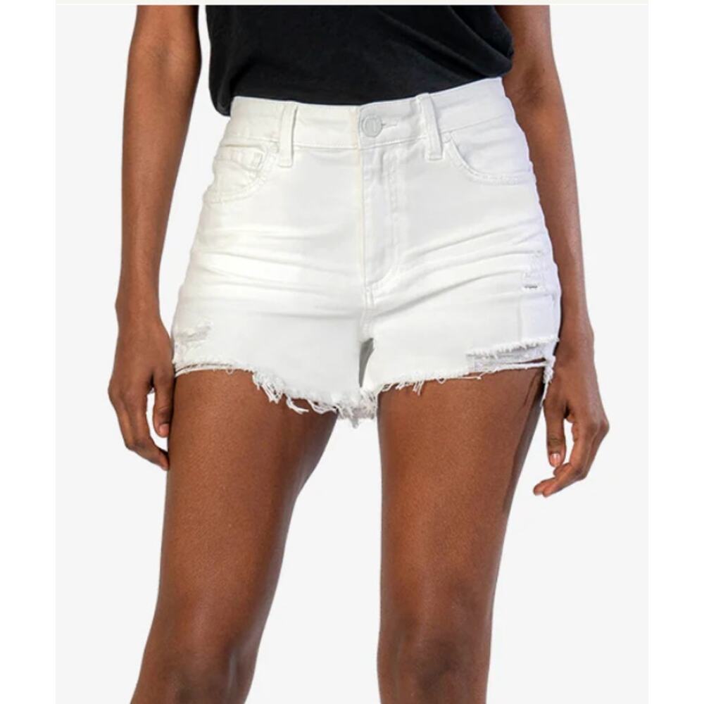 Kut From The Kloth Jane High Rise Long Short Optic White Size 12